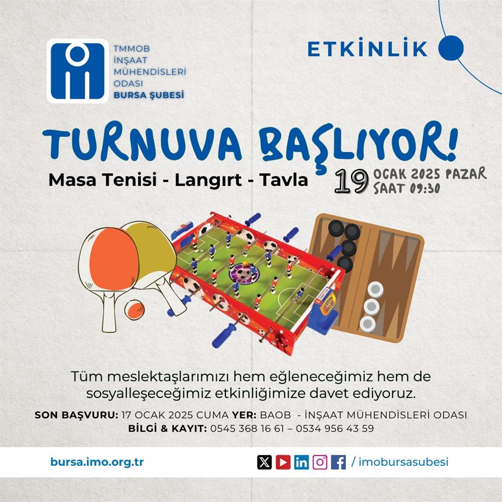 Masa Tenisi – Langırt – Tavla Turnuvası afişi