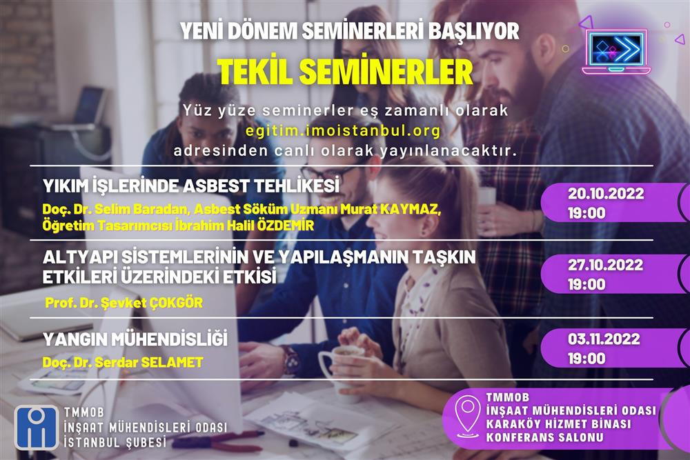 Tekil Seminer- Altyapı Sistemlerinin ve Yapılaşmanın Taşkın Etkileri Üzerindeki Etkisi – Saat:19.00 afişi