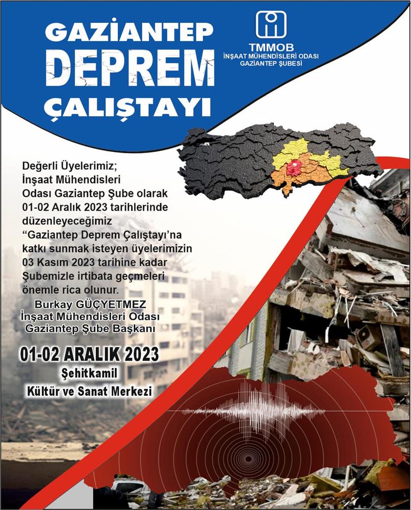 Gaziantep Deprem Çalıştayı afişi
