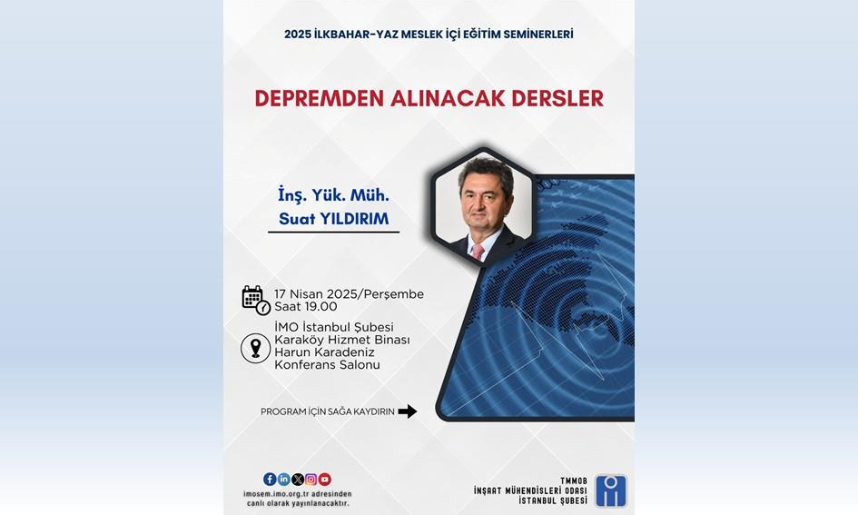 Depremden Alınacak Dersler Başlıklı Seminer afişi