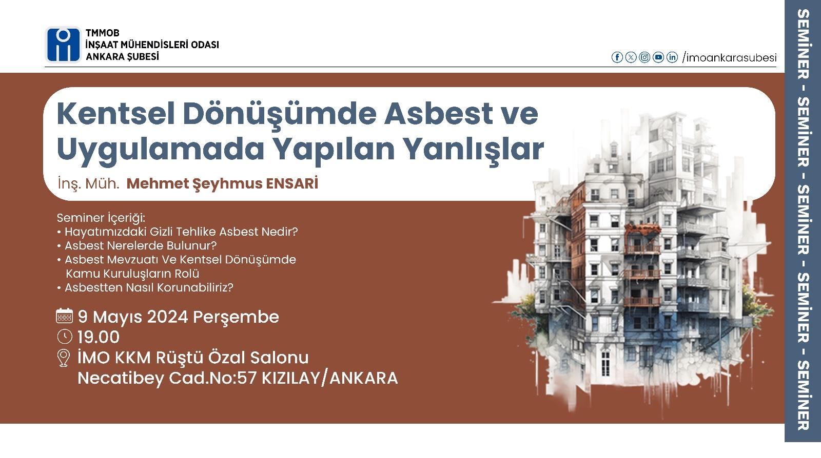 Kentsel Dönüşümde Asbest ve Uygulamada Yapılan Yanlışlar Semineri afişi
