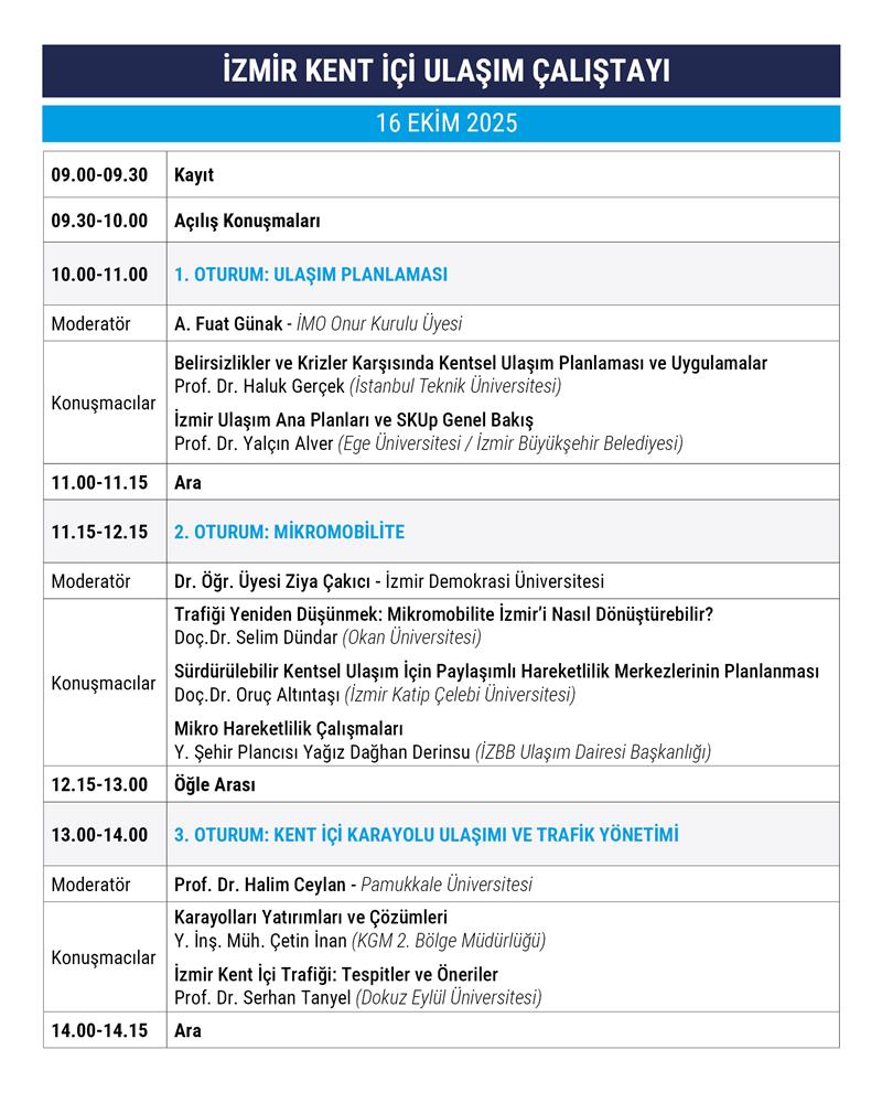 İzmir Kent İçi Ulaşım Çalıştayı Program-1