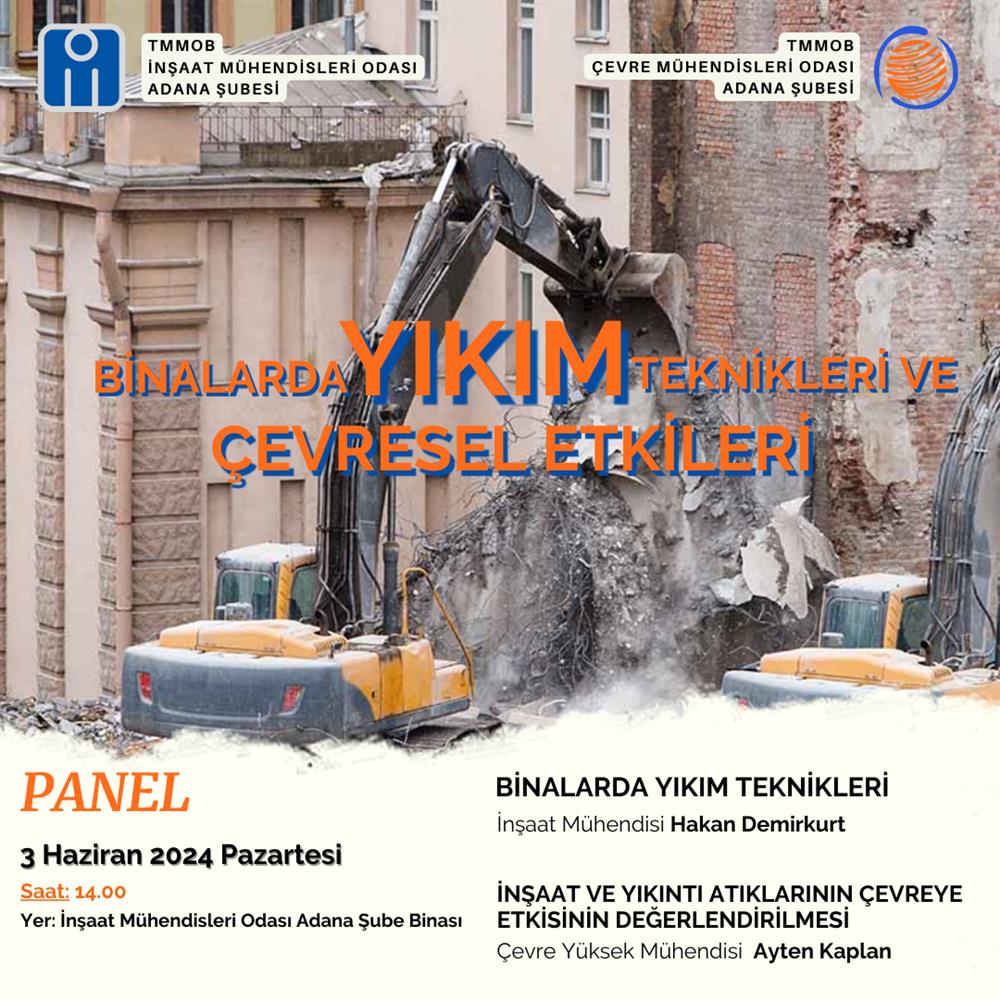 Binalarda Yıkım Teknikleri ve Çevresel Etkileri Paneli afişi