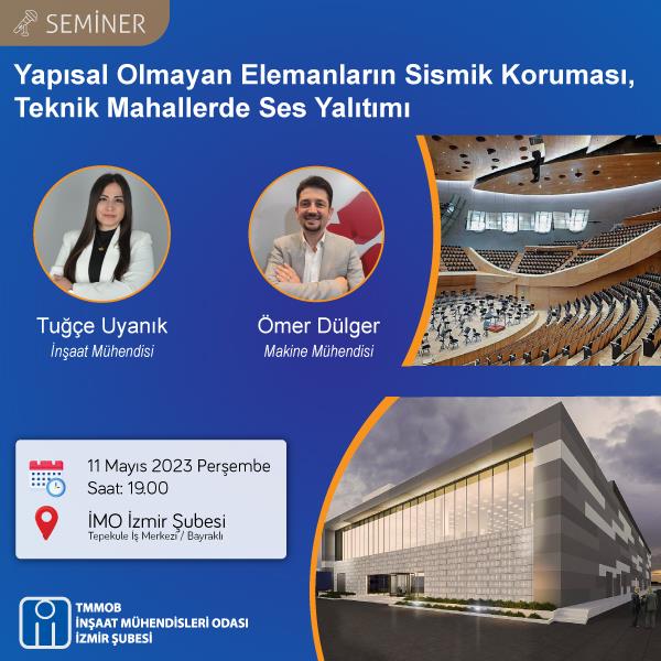 Seminer: Yapısal Olmayan Elemanların Sismik Koruması, Teknik Mahallerde Ses Yalıtımı afişi