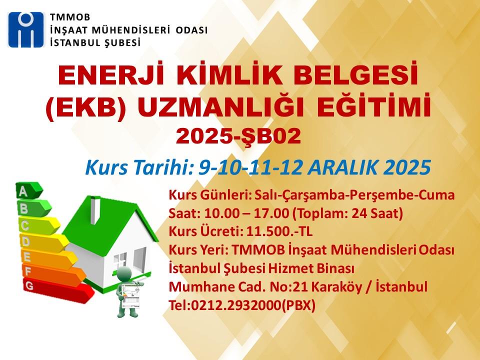 Enerji Kimlik Belgesi (EKB) Uzmanlığı Eğitimi 2025-ŞB02 afişi