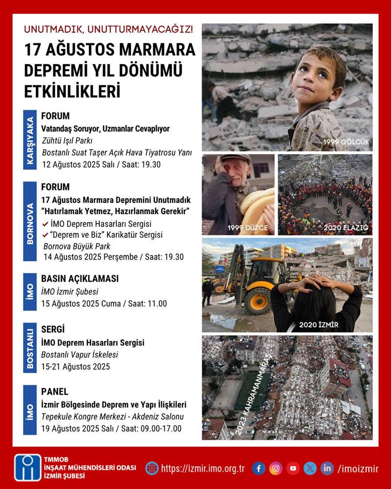 17 Ağustos 1999 Marmara Depremi Yıl Dönümü Etkinliklerimiz